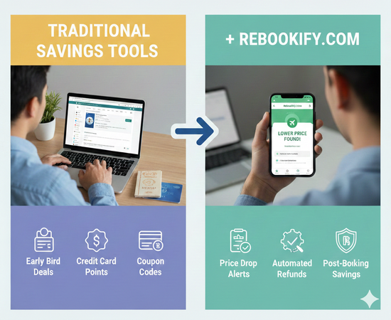 How Rebookify Complements Other Travel Savings Tools